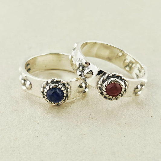 Matching Howl and Sophie Rings in Sterling Silver with Cabochon Gemstones