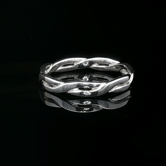 Simple Braid Ring in Sterling Silver or Antique Bronze - Le Dragon Argenté