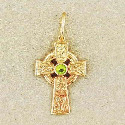 Small Celtic Cross with Gemstone in Sterling Silver or Antique Bronze, Birthstone Celtic Cross Pendant, Antique Bronze Celtic Cross Pendant, Irish Cross Birthstone Pendant, Bronze Celtic Cross Pendant, Antique Bronze Irish Jewelry