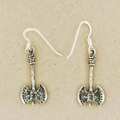 Small Axe Earrings in Sterling Silver Or Antique bronze - Le Dragon Argenté