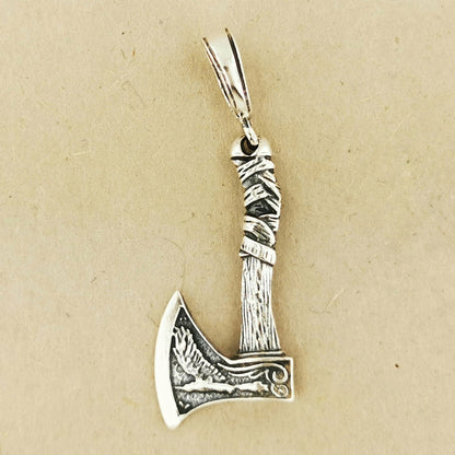 Small Axe Pendant in Sterling Silver or Antique Bronze - Le Dragon Argenté