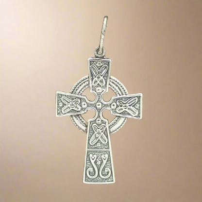 Small Celtic Cross in Sterling Silver or Antique Bronze - Le Dragon Argenté