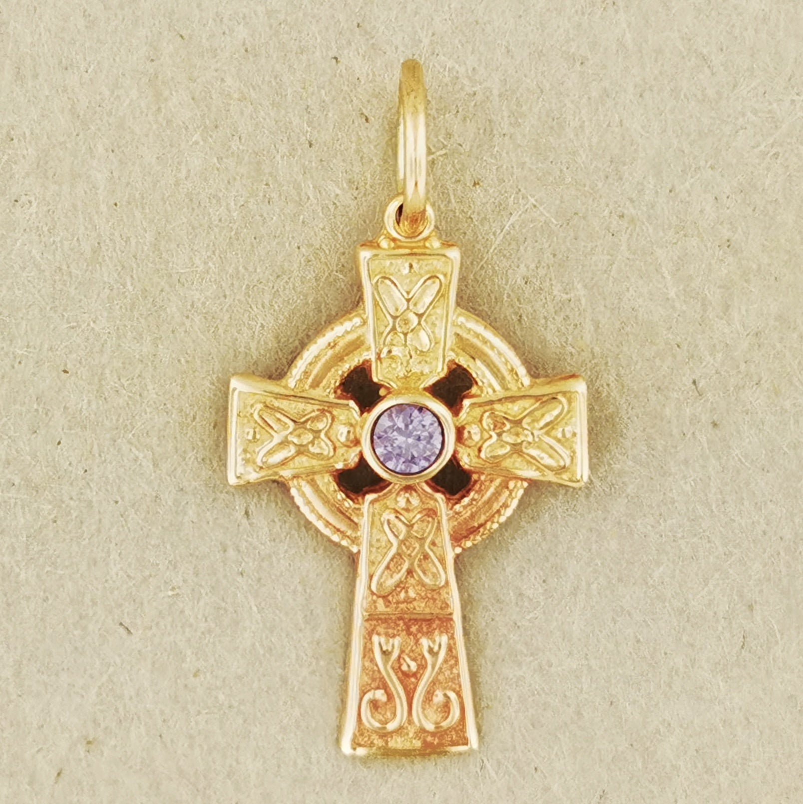 Small Celtic Cross with Gemstone in Sterling Silver or Antique Bronze - Le Dragon Argenté