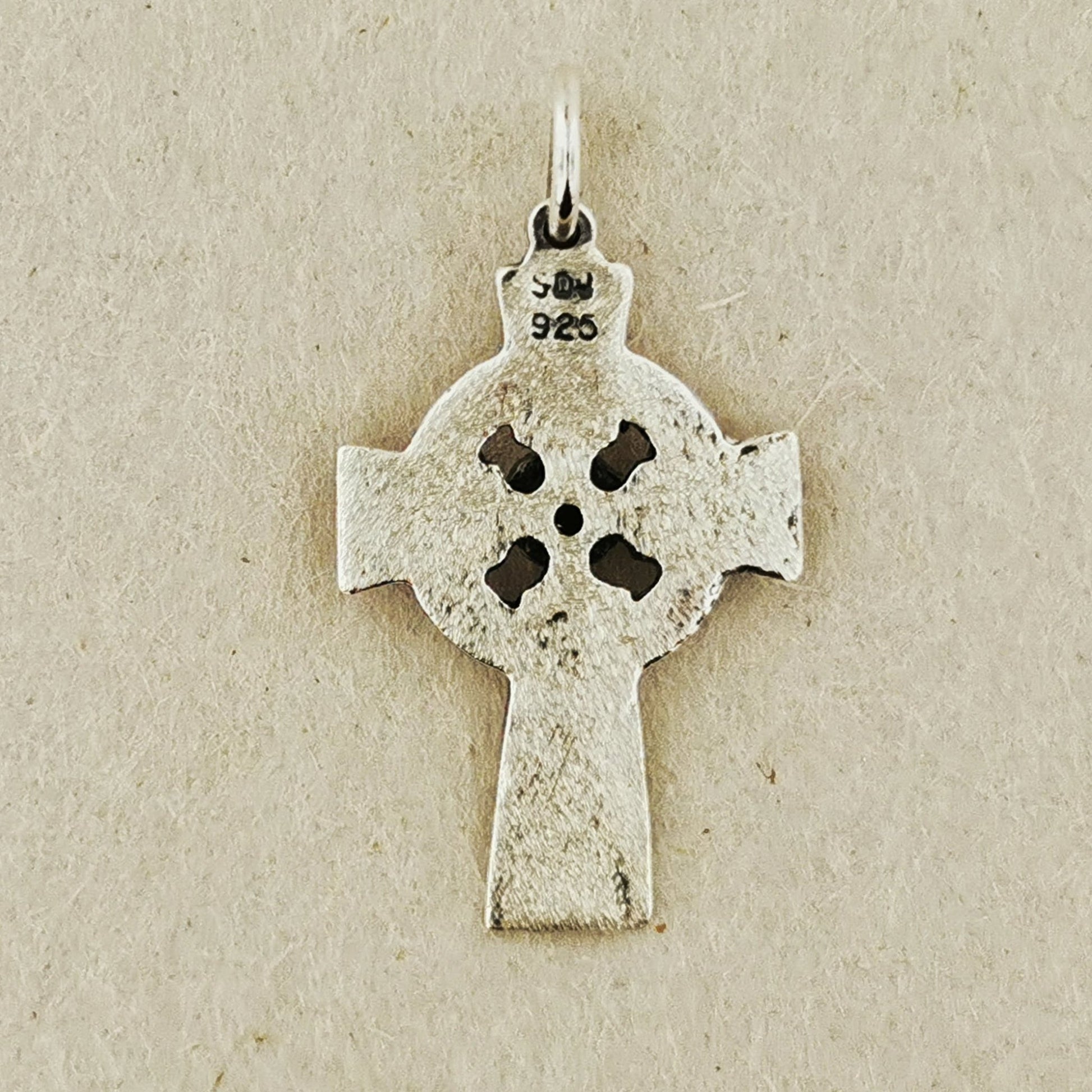 Small Celtic Cross with Gemstone in Sterling Silver or Antique Bronze - Le Dragon Argenté