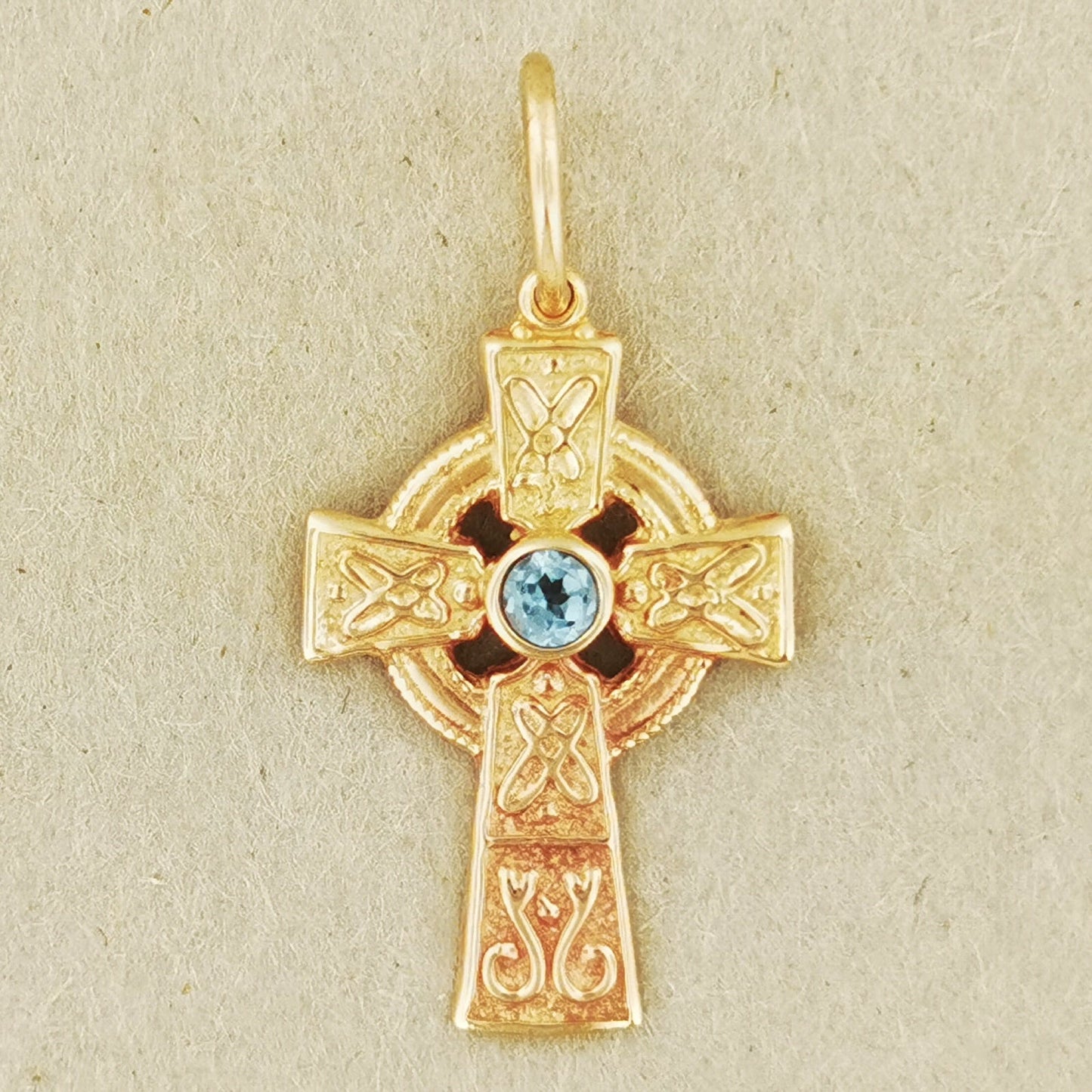 Small Celtic Cross with Gemstone in Sterling Silver or Antique Bronze - Le Dragon Argenté