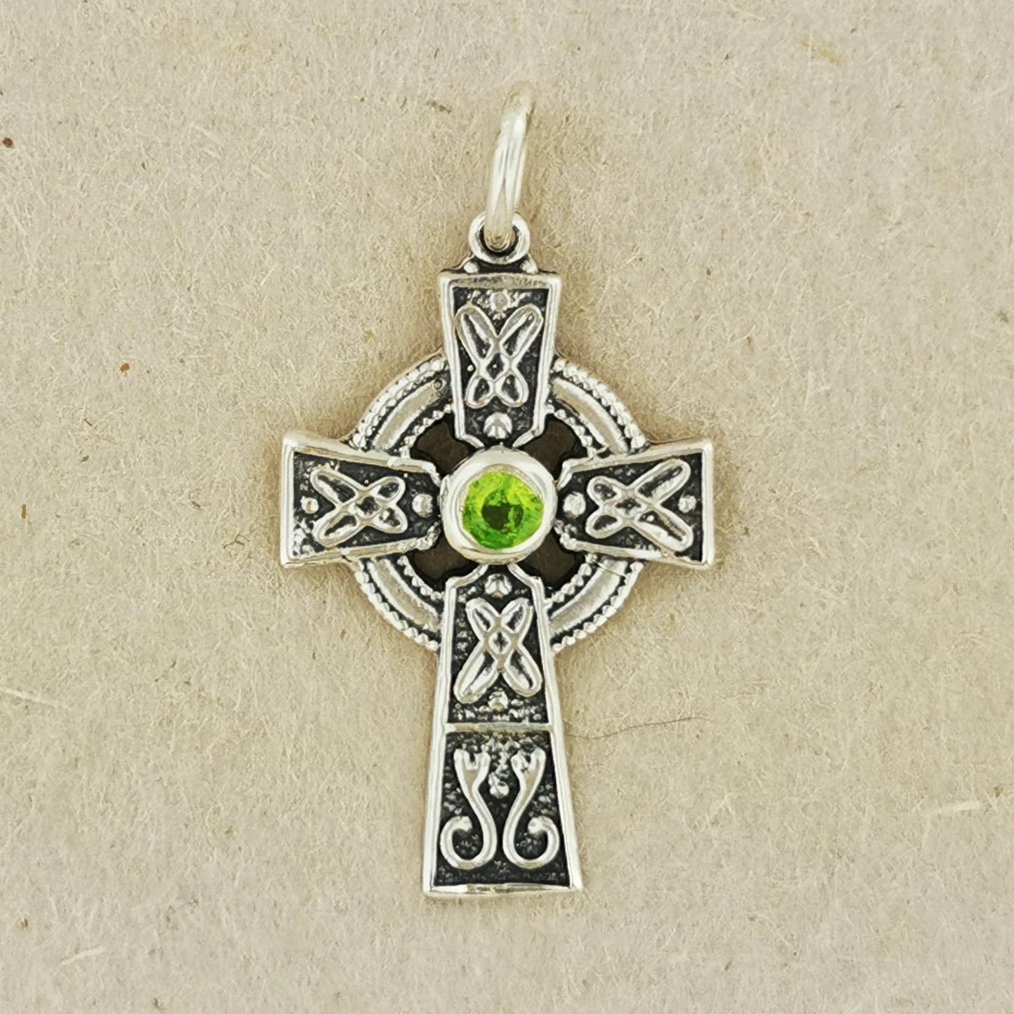 Small Celtic Cross with Gemstone in Sterling Silver or Antique Bronze - Le Dragon Argenté