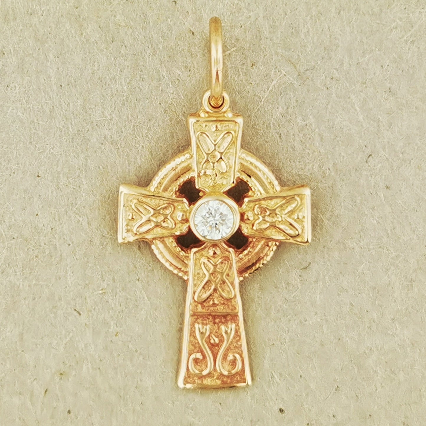 Small Celtic Cross with Gemstone in Sterling Silver or Antique Bronze - Le Dragon Argenté