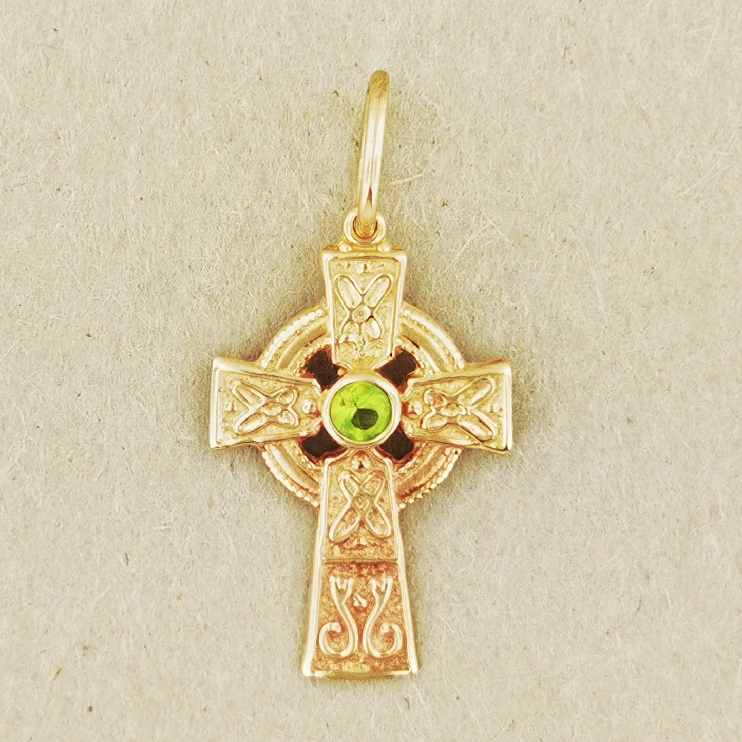 Small Celtic Cross with Gemstone in Sterling Silver or Antique Bronze - Le Dragon Argenté