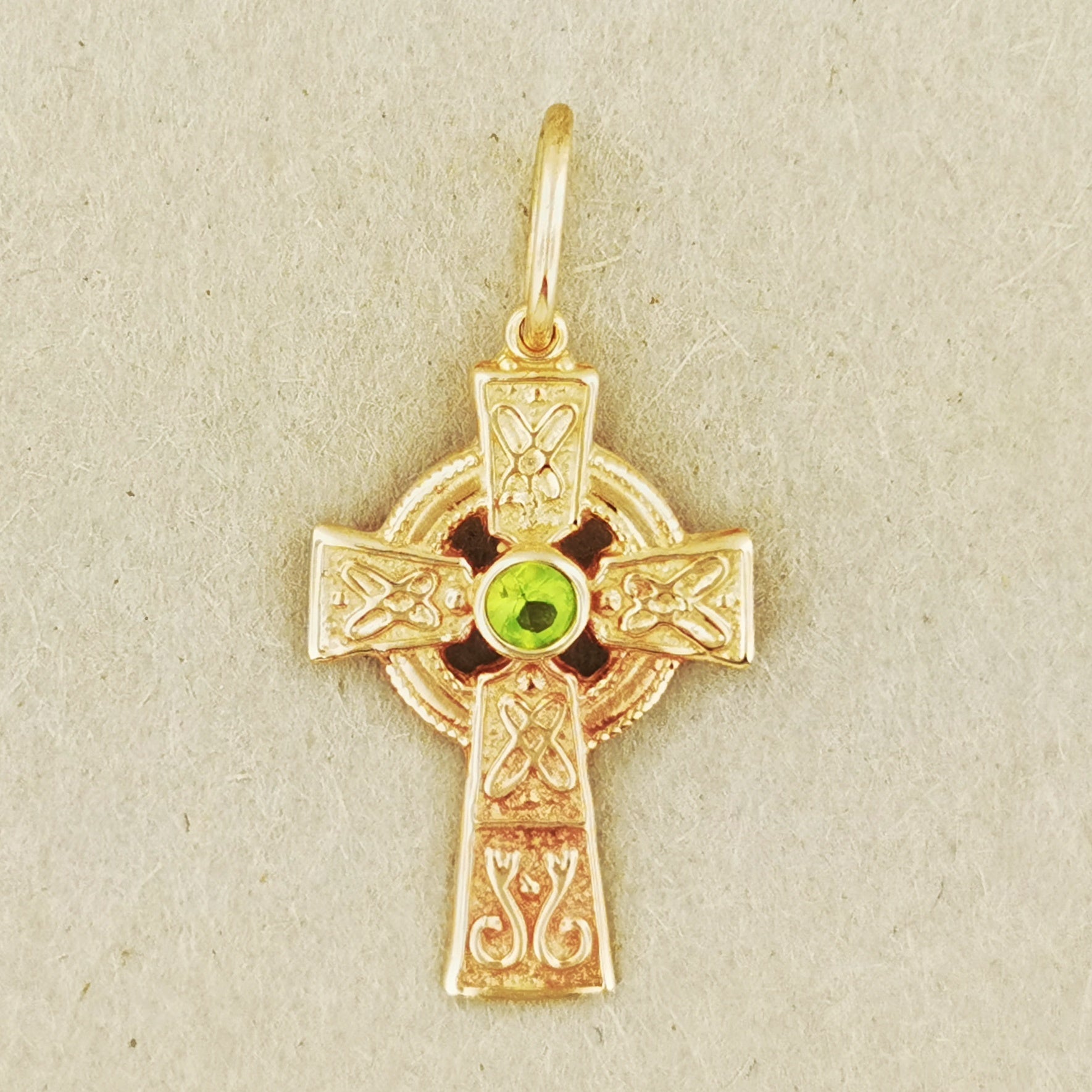 Small Celtic Cross with Gemstone in Sterling Silver or Antique Bronze - Le Dragon Argenté