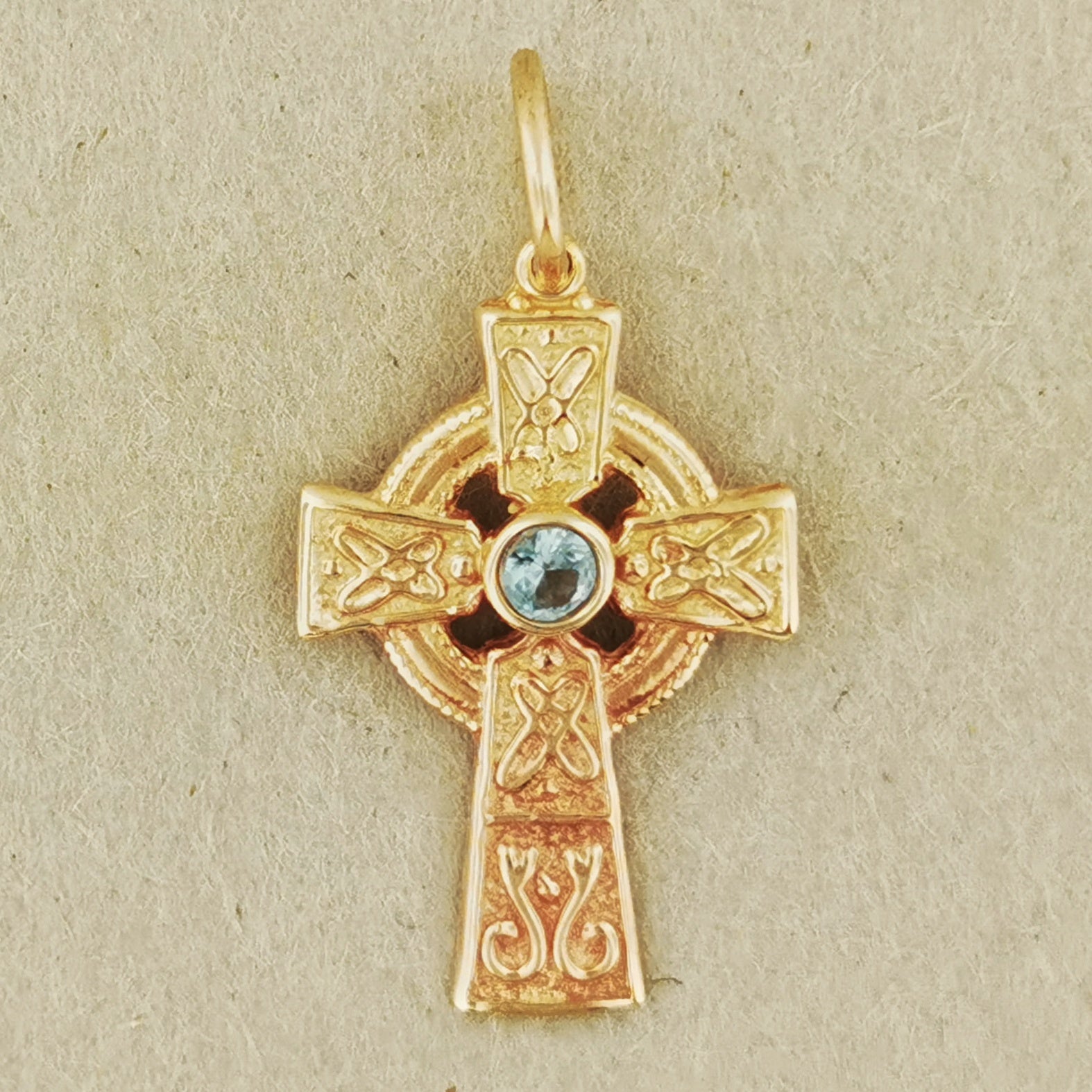 Small Celtic Cross with Gemstone in Sterling Silver or Antique Bronze - Le Dragon Argenté