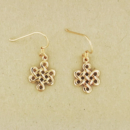 Small Endless Knot Charm Earrings in Antique Bronze - Le Dragon Argenté