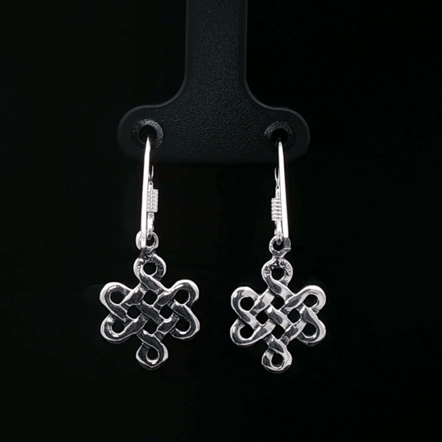 Small Endless Knot Charm Earrings in Sterling Silver - Le Dragon Argenté
