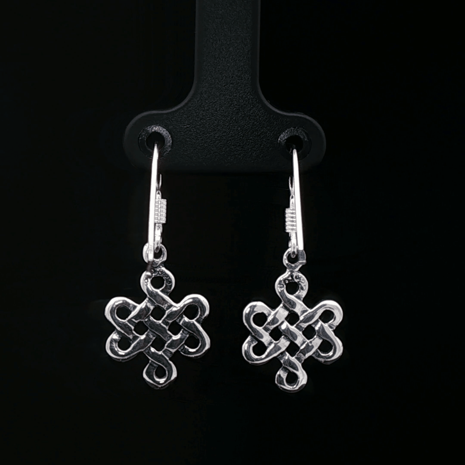 Small Endless Knot Charm Earrings in Sterling Silver - Le Dragon Argenté