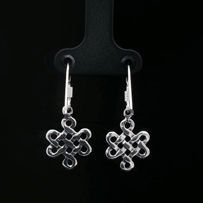 Small Endless Knot Charm Earrings in Sterling Silver - Le Dragon Argenté