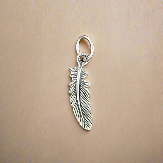 Small Feather Charm in Sterling Silver - Le Dragon Argenté