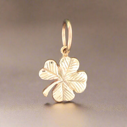 Small Four - Leaf Clover Charm in Sterling Silver or Antique Bronze - Le Dragon Argenté