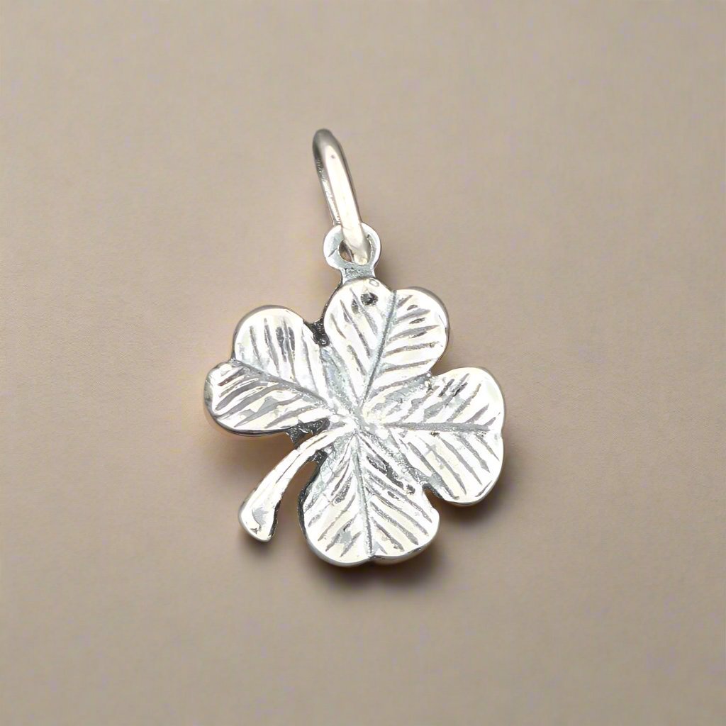 Small Four - Leaf Clover Charm in Sterling Silver or Antique Bronze - Le Dragon Argenté