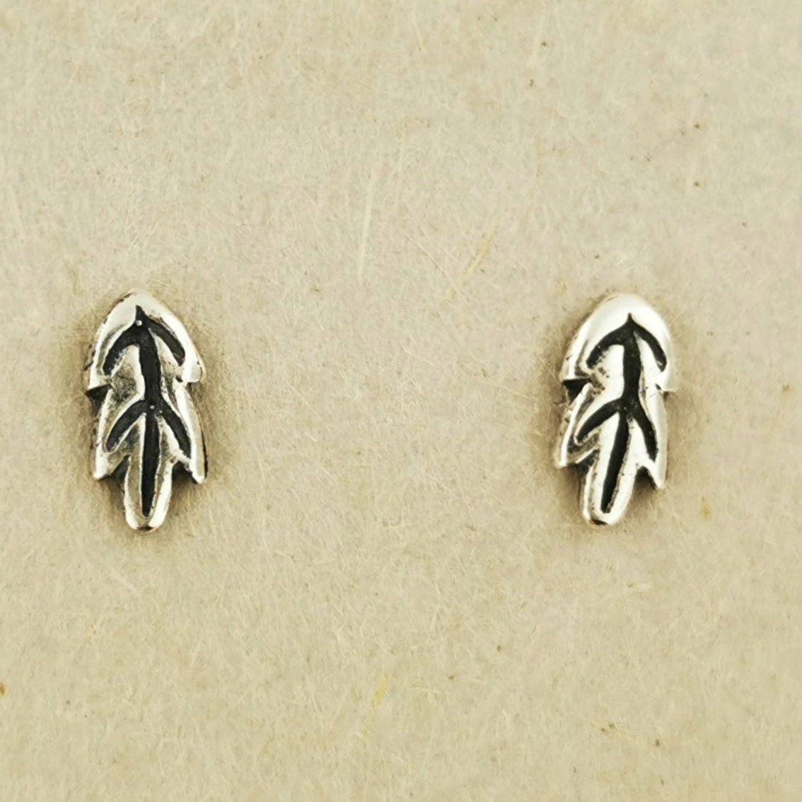 Delicate Sterling Silver Oak Leaf Stud Earrings with vintage-inspired design by Le Dragon Argenté