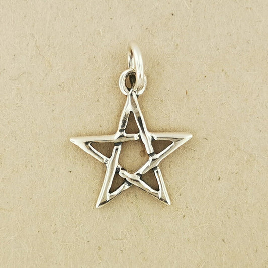 Small Pentagram Star Charm in Sterling Silver or Antique Bronze - Le Dragon Argenté
