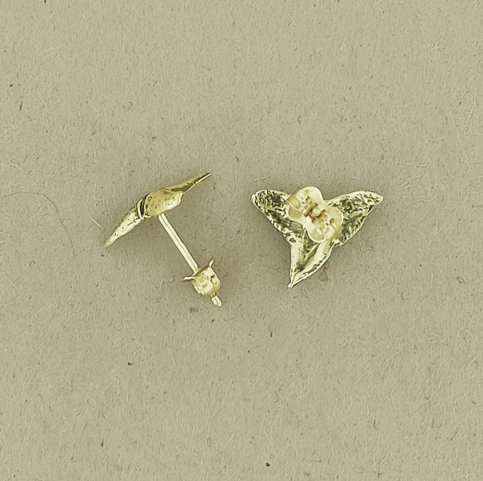 Small Shark Tooth Gold Stud Earrings - Le Dragon Argenté