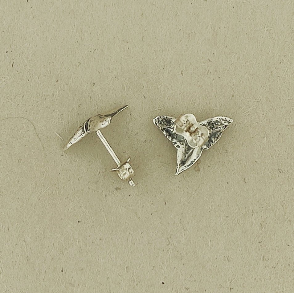 Small Shark Tooth Sterling Silver Stud Earrings - Le Dragon Argenté