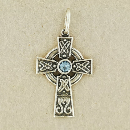 Small Celtic Cross with Gemstone in Sterling Silver or Antique Bronze, Birthstone Celtic Cross Pendant, Sterling Silver Celtic Cross Pendant, Irish Cross Birthstone Pendant, Silver Celtic Cross Pendant, Sterling Silver Irish Jewelry
