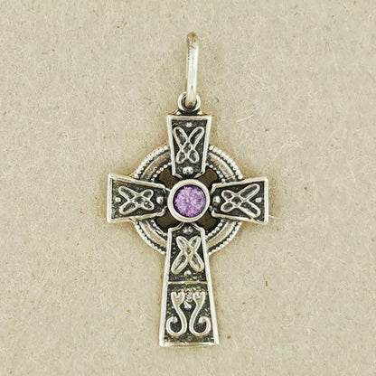Petite croix celtique avec pierre précieuse en argent sterling ou bronze antique