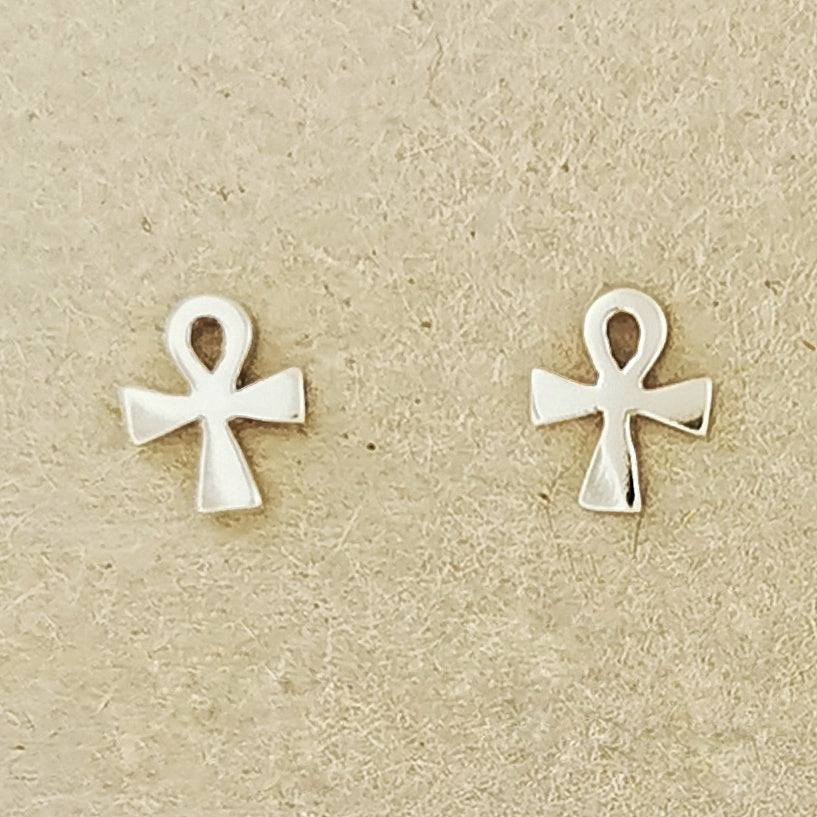 Sterling Silver Ankh Stud Earrings, Silver ankh earrings, Eternal Life Earrings, Silver Charm Earrings, Ancient Egyptian Jewelry, Ancient Egyptian Jewellery, Ankh stud earrings, Silver Egyptian Jewelry, Silver Egyptian Jewellery, Ankh Symbol Earrings, Silver Ankh Jewellery, Silver ankh Jewelry