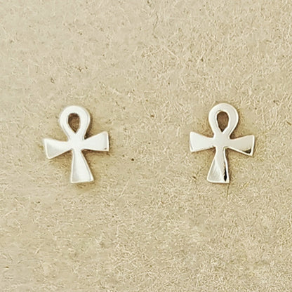 Sterling Silver Ankh Stud Earrings, Silver ankh earrings, Eternal Life Earrings, Silver Charm Earrings, Ancient Egyptian Jewelry, Ancient Egyptian Jewellery, Ankh stud earrings, Silver Egyptian Jewelry, Silver Egyptian Jewellery, Ankh Symbol Earrings, Silver Ankh Jewellery, Silver ankh Jewelry