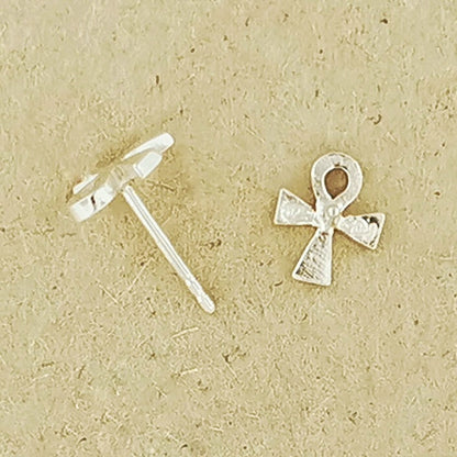 Sterling Silver Ankh Stud Earrings, Silver ankh earrings, Eternal Life Earrings, Silver Charm Earrings, Ancient Egyptian Jewelry, Ancient Egyptian Jewellery, Ankh stud earrings, Silver Egyptian Jewelry, Silver Egyptian Jewellery, Ankh Symbol Earrings, Silver Ankh Jewellery, Silver ankh Jewelry