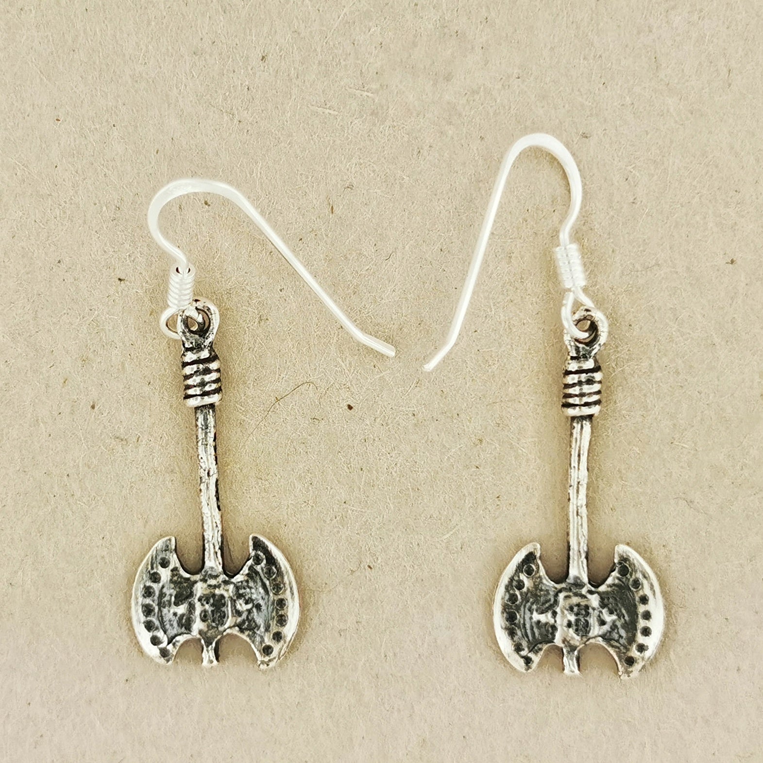 Small Axe Earrings in 925 Sterling Silver, Silver Axe Charm Earrings, Axe Style Jewlery, Bronze Axe Jewellery, Silver Viking Axe, Bronze Viking Axe, Mini axe earrings, Bronze Axe Earrings, Bronze Viking Jewelry, Bronze Viking Jewellery