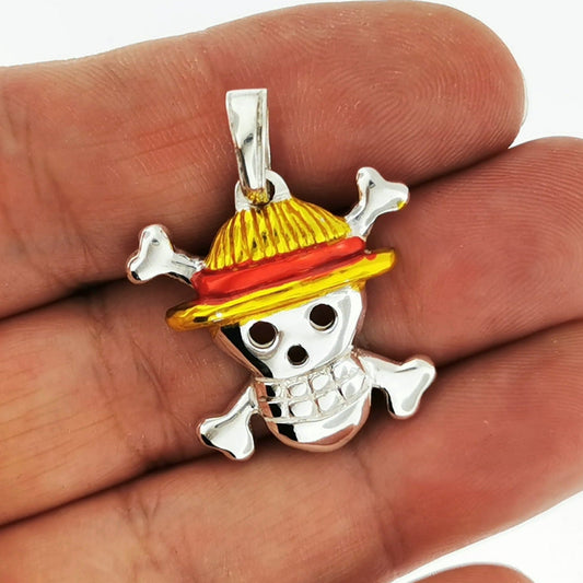 Smiling Jolly Roger Pendant in Sterling Silver or Antique Bronze - Le Dragon Argenté