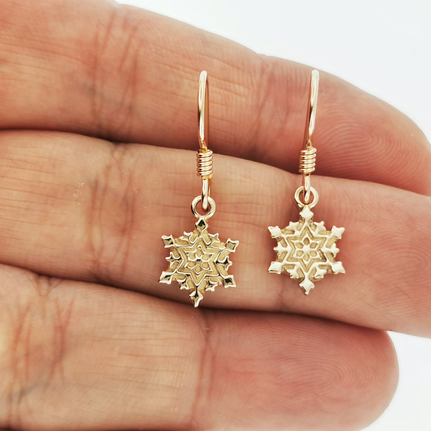 Snowflake Charm Earrings in Sterling Silver or Antique Bronze