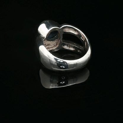 Sodalite Cabochon Cocktail Ring in Sterling Silver, size 6 - Le Dragon Argenté - Live Sale - 