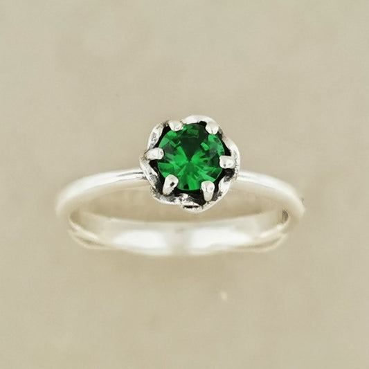 Solitaire Ring in Sterling Silver with 5mm Gemstone - Le Dragon Argenté