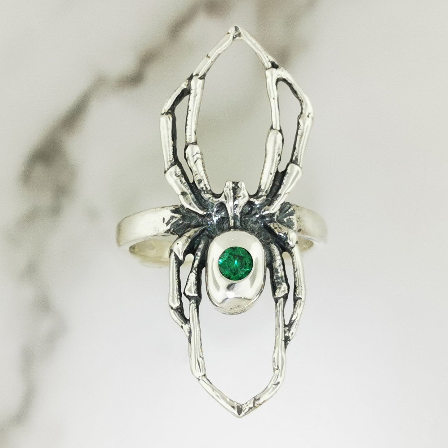 May birthstone CZ gothic 3D design perfect for fans of gothic fashion Halloween or witchy jewelry.- Le Dragon Argenté