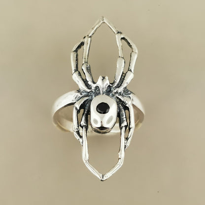 Spider ring with Gemstone in 925 Sterling Silver, Birthstone Spider Ring, Gothic Spider Ring, Spider Jewelry, 3D Spider Jewellery Gift, Silver Spider Ring, Gemstone Spider Ring, Black Widow Spider Ring, 3D Spider Ring, Silver Birthstone Spider Ring