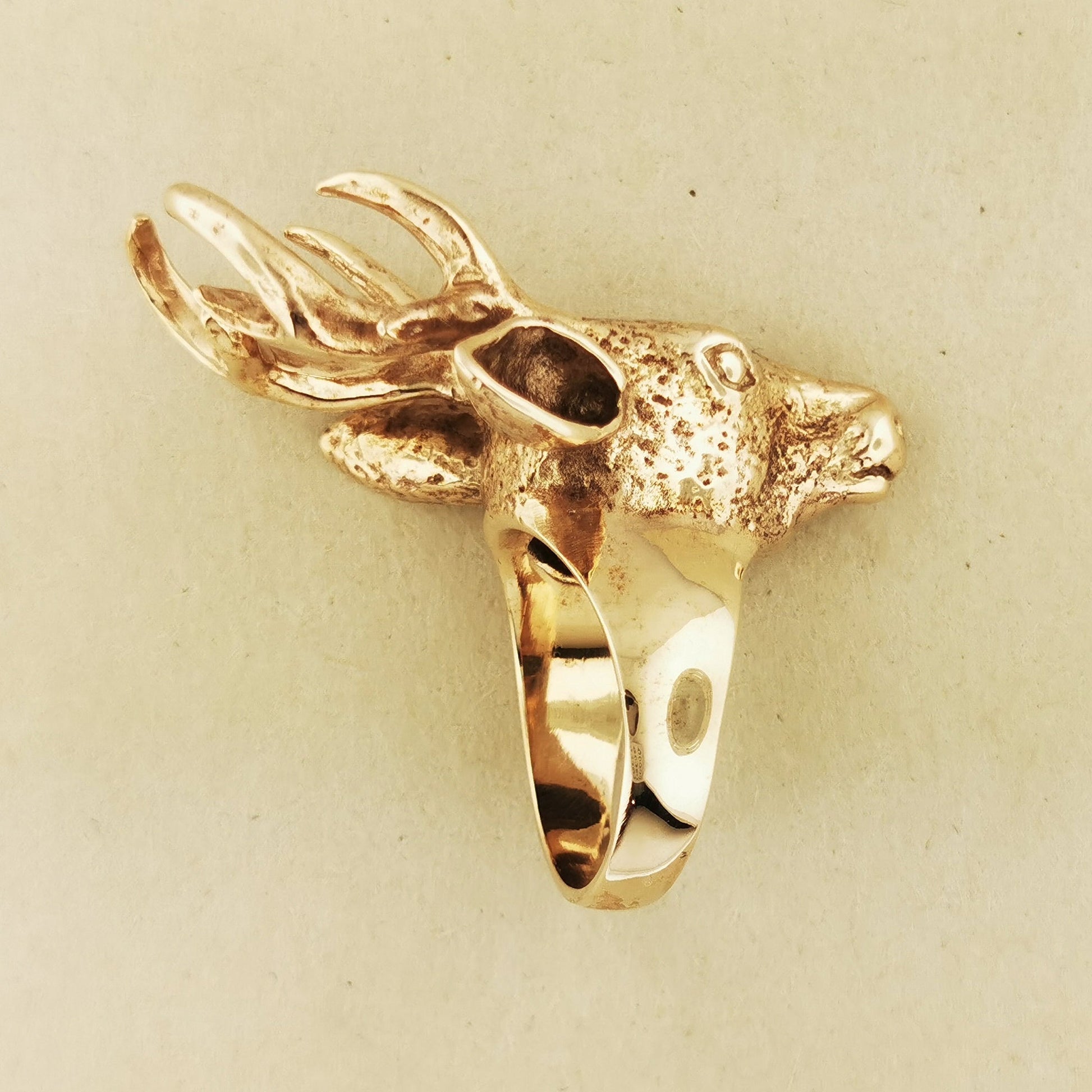 Stag Head Ring in .925 silver, antique bronze or stainless steel for woodland and animal lovers by Le Dragon Argenté