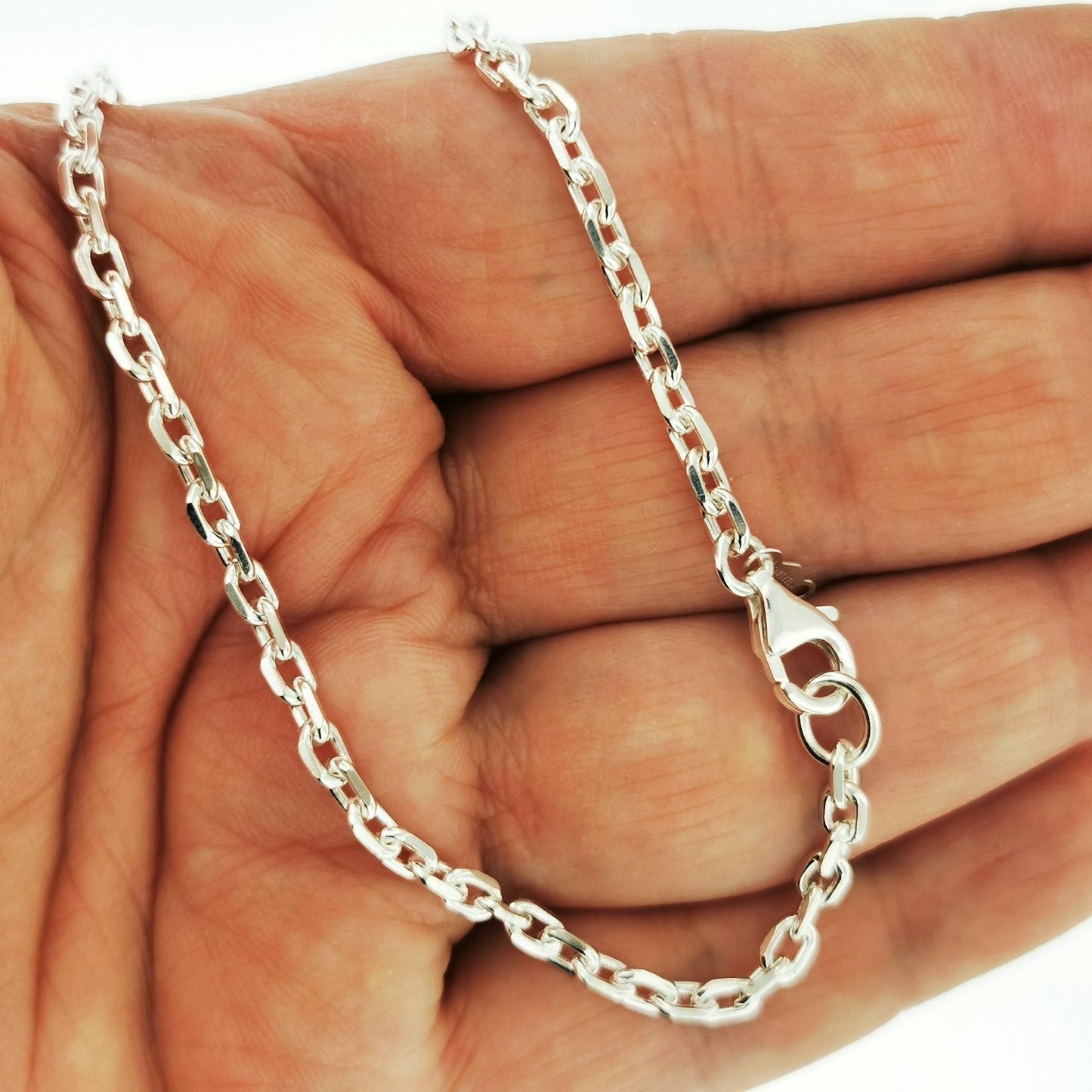 Sterling Silver 3mm Diamond Trace Style Cable Chain - Le Dragon Argenté