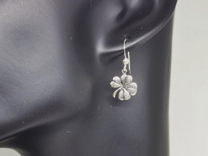 Sterling Silver 4 Leaf Clover Earrings - Le Dragon Argenté