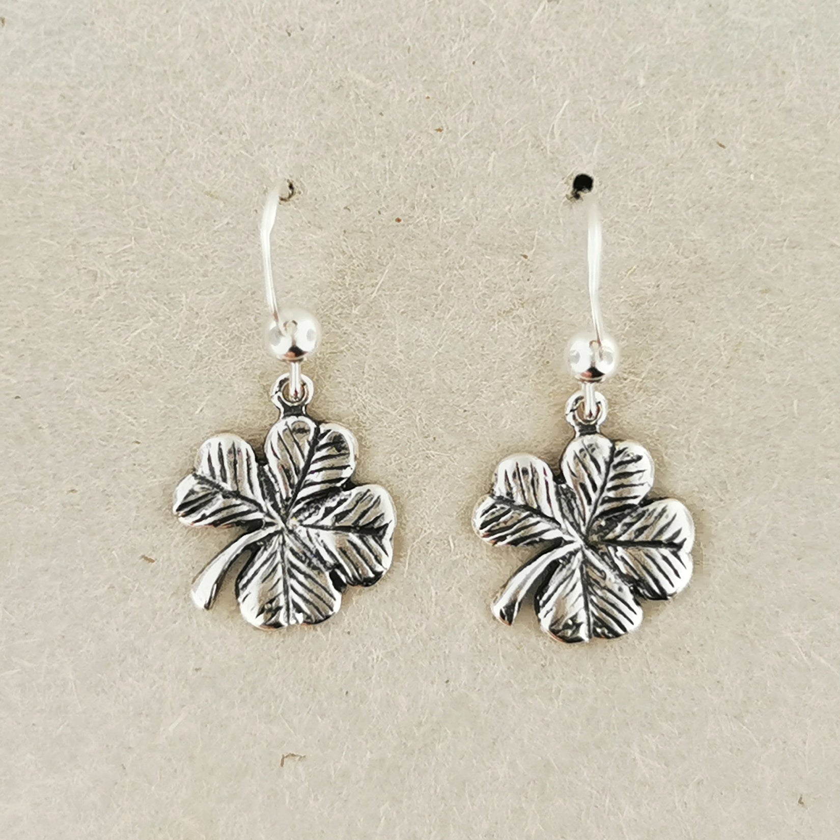 Sterling Silver 4 Leaf Clover Earrings - Le Dragon Argenté