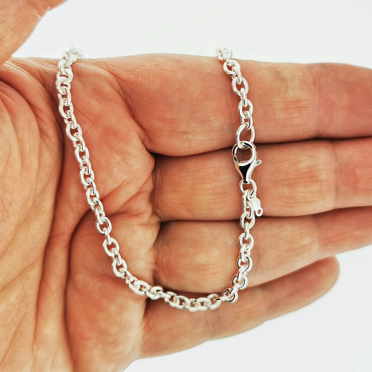 Sterling Silver 4mm Oval Cable Style Chain - Le Dragon Argenté