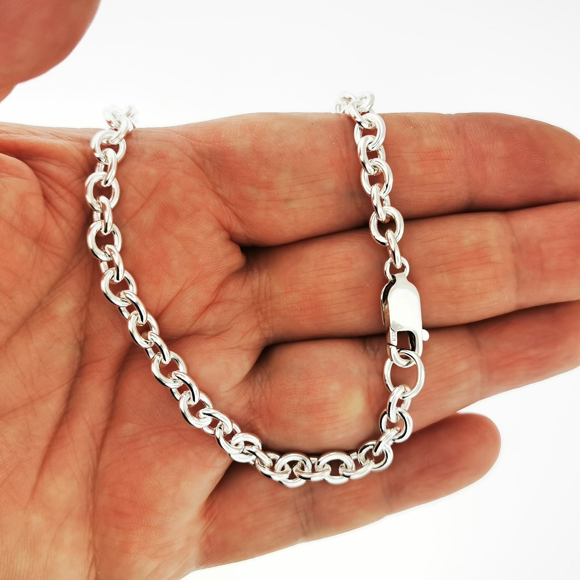 Sterling Silver 6mm Oval Trace Cable Style Chain - Le Dragon Argenté