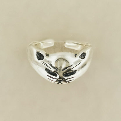 Sterling Silver Adjustable Cat Ring - Le Dragon Argenté