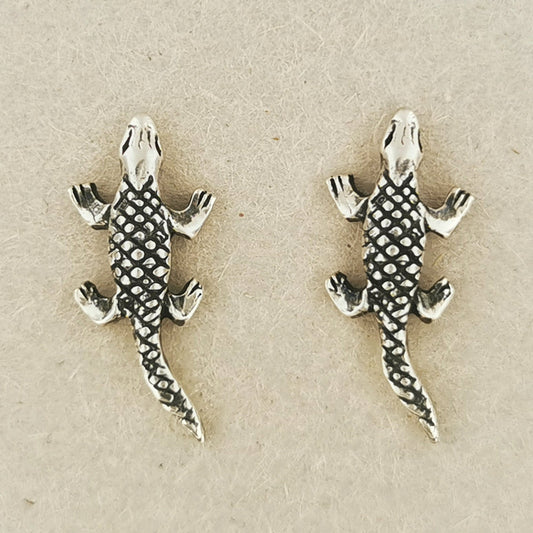 Sterling Silver Alligator Earrings - Le Dragon Argenté