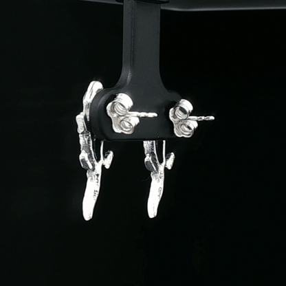 Handmade sterling silver alligator stud earrings with detailed reptile design – Le Dragon Argenté