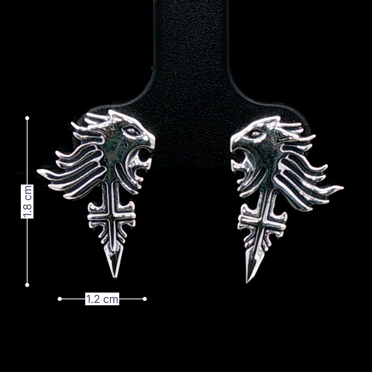 Video Game Jewelry Sterling Silver Final Fantasy Griever Lion Crest Earring Handcrafted Gaming Accessory JRPG Merchandise Solid 925 Silver Stud Daily Wear Gamer Gift Premium Quality Design Final Fantasy VIII SeeD Symbol Convention Jewelry