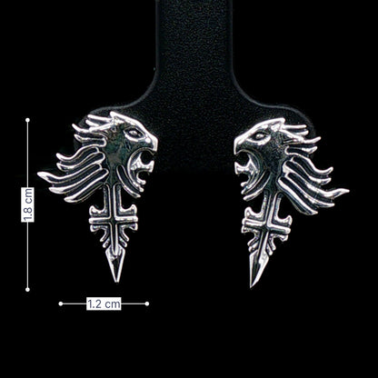 Video Game Jewelry Sterling Silver Final Fantasy Griever Lion Crest Earring Handcrafted Gaming Accessory JRPG Merchandise Solid 925 Silver Stud Daily Wear Gamer Gift Premium Quality Design Final Fantasy VIII SeeD Symbol Convention Jewelry