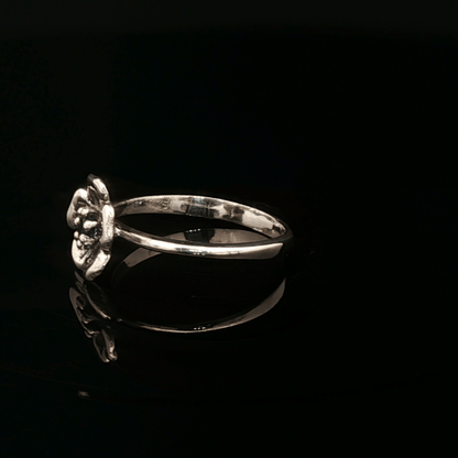 Sterling Silver Flower Solitaire Ring, Sapphire, size 7.5 - Le Dragon Argenté - Live Sale - 