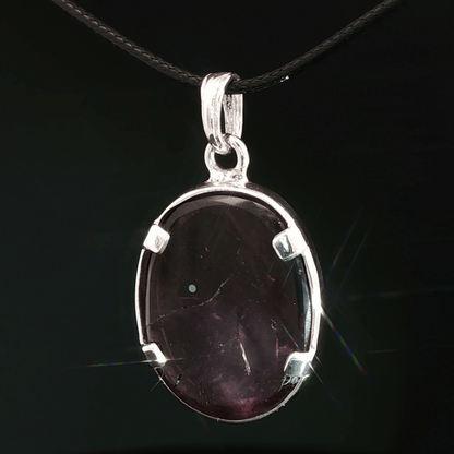 Sterling Silver Gemstone Pendant With Brazil Amethyst - Le Dragon Argenté - Live Sale - 